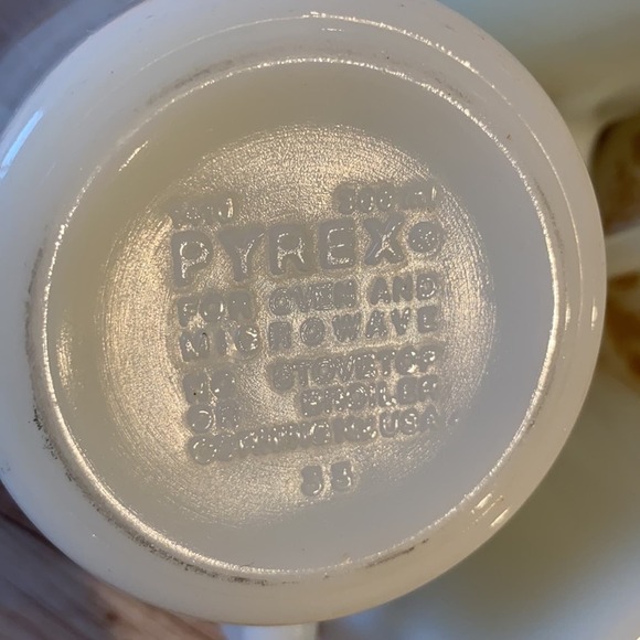 PYREX Vintage White Green Flower Mug Set of 4 - Picture 4 of 7